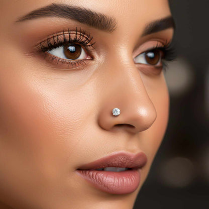 Silver Solitaire Round Nose Stud (pack of 2)