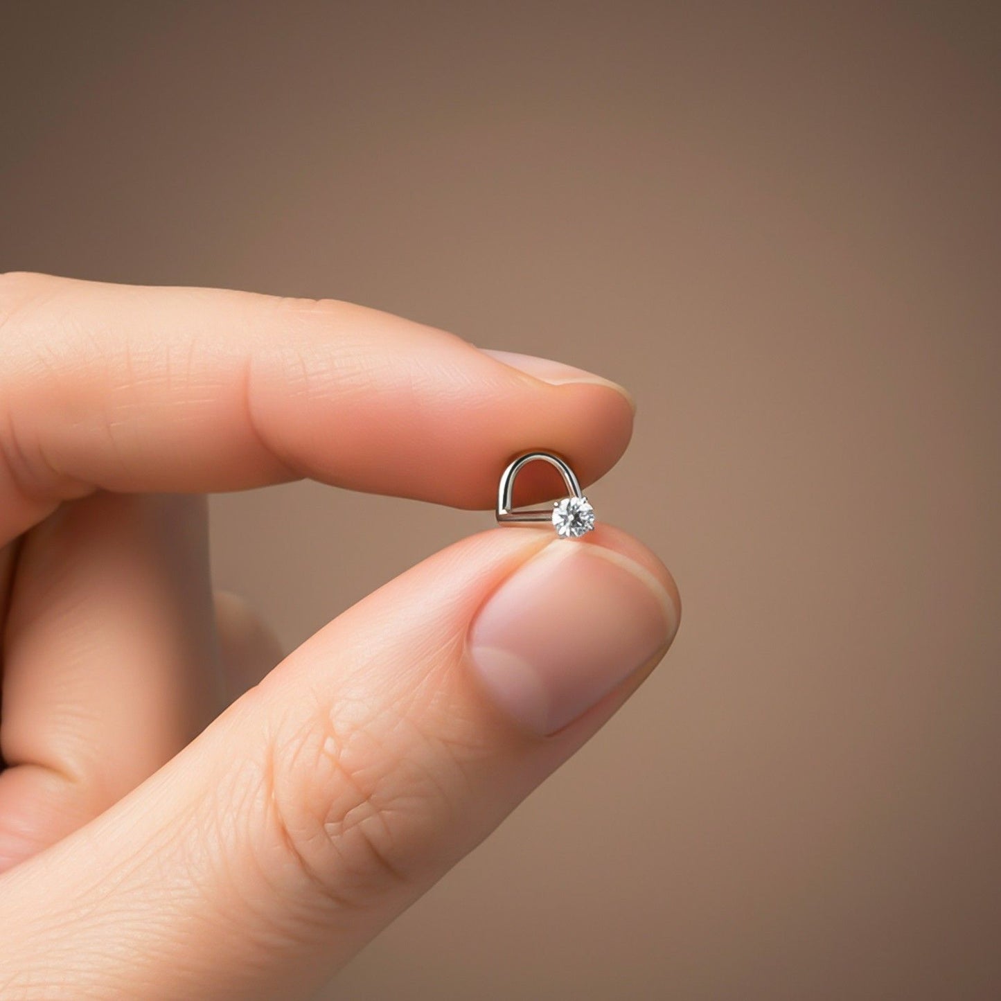 Silver Solitaire Round Nose Stud (pack of 2)