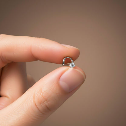 Silver Solitaire Round Nose Stud (pack of 2)