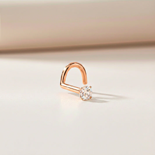 Rose Gold Solitaire Round Nose Stud (pack of 2)