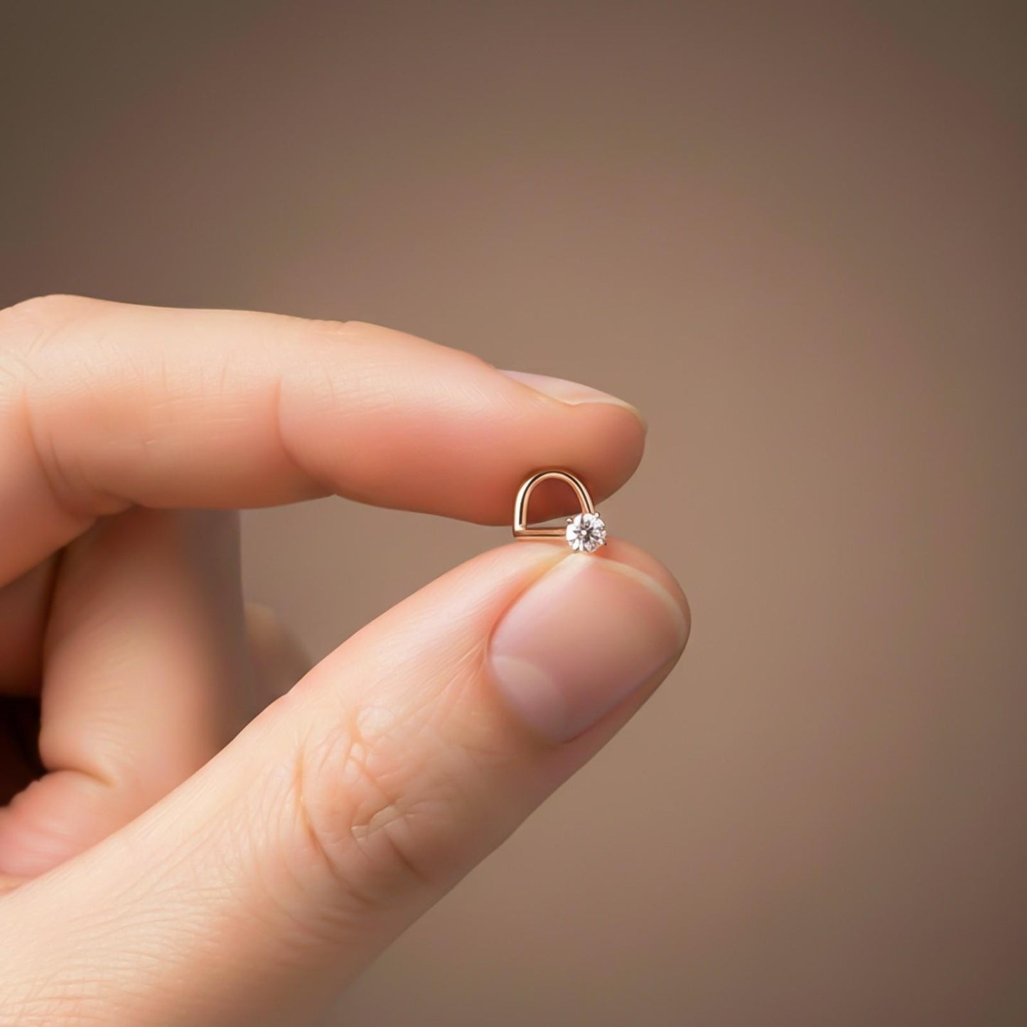 Rose Gold Solitaire Round Nose Stud (pack of 2)