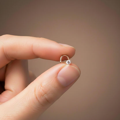 Rose Gold Solitaire Round Nose Stud (pack of 2)