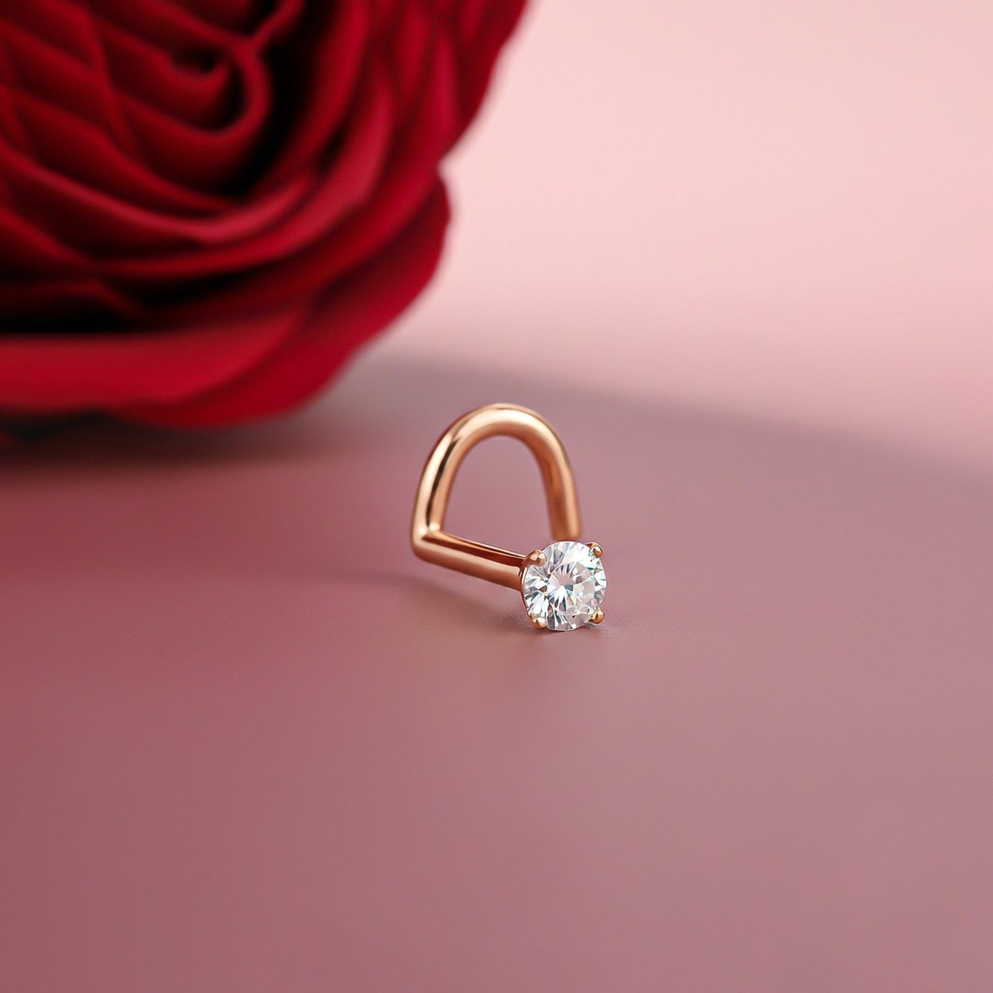 Rose Gold Solitaire Round Nose Stud (pack of 2)