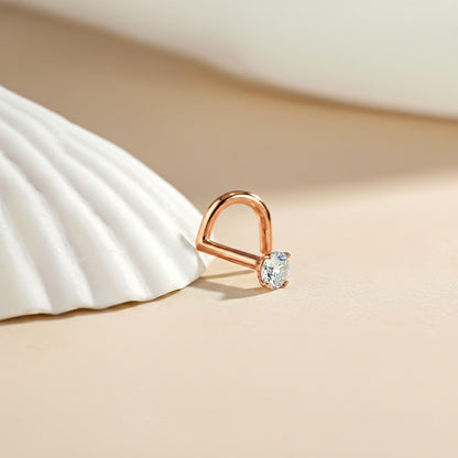 Rose Gold Solitaire Round Nose Stud (pack of 2)