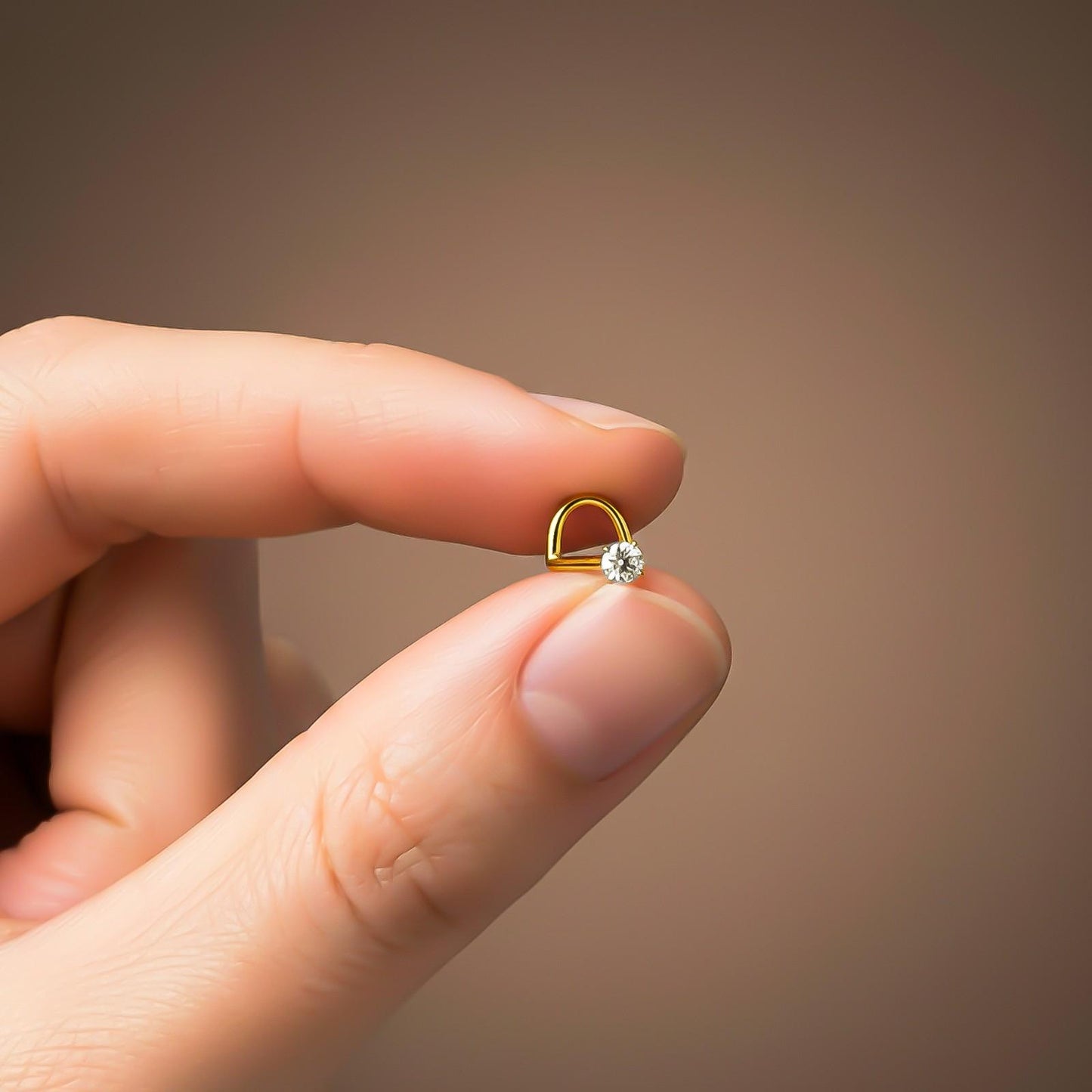 Golden Solitaire Round Nose Stud (pack of 2)