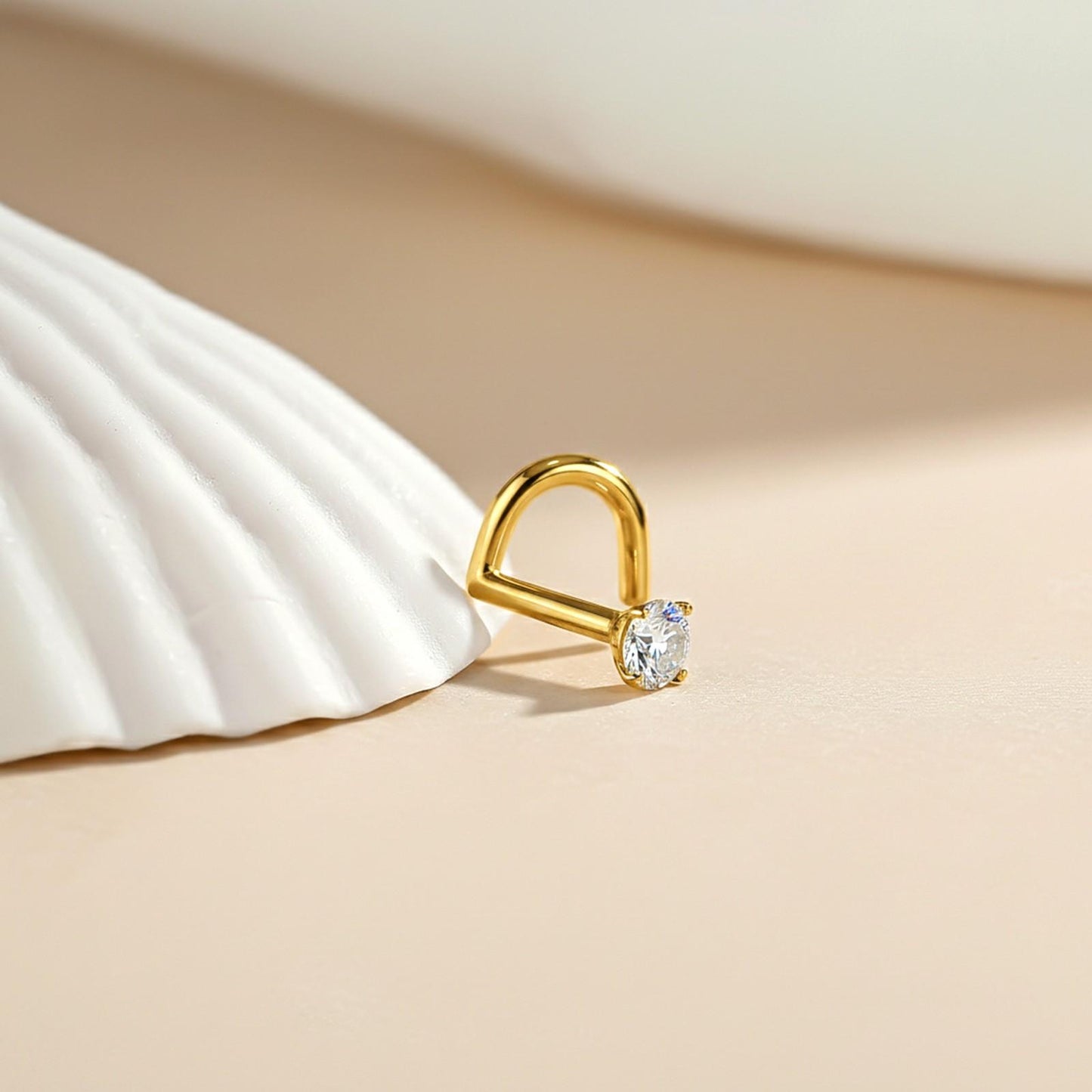 Golden Solitaire Round Nose Stud (pack of 2)
