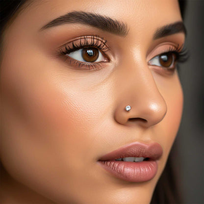 Silver Flush Bezel Nose Ring (pack of 2)