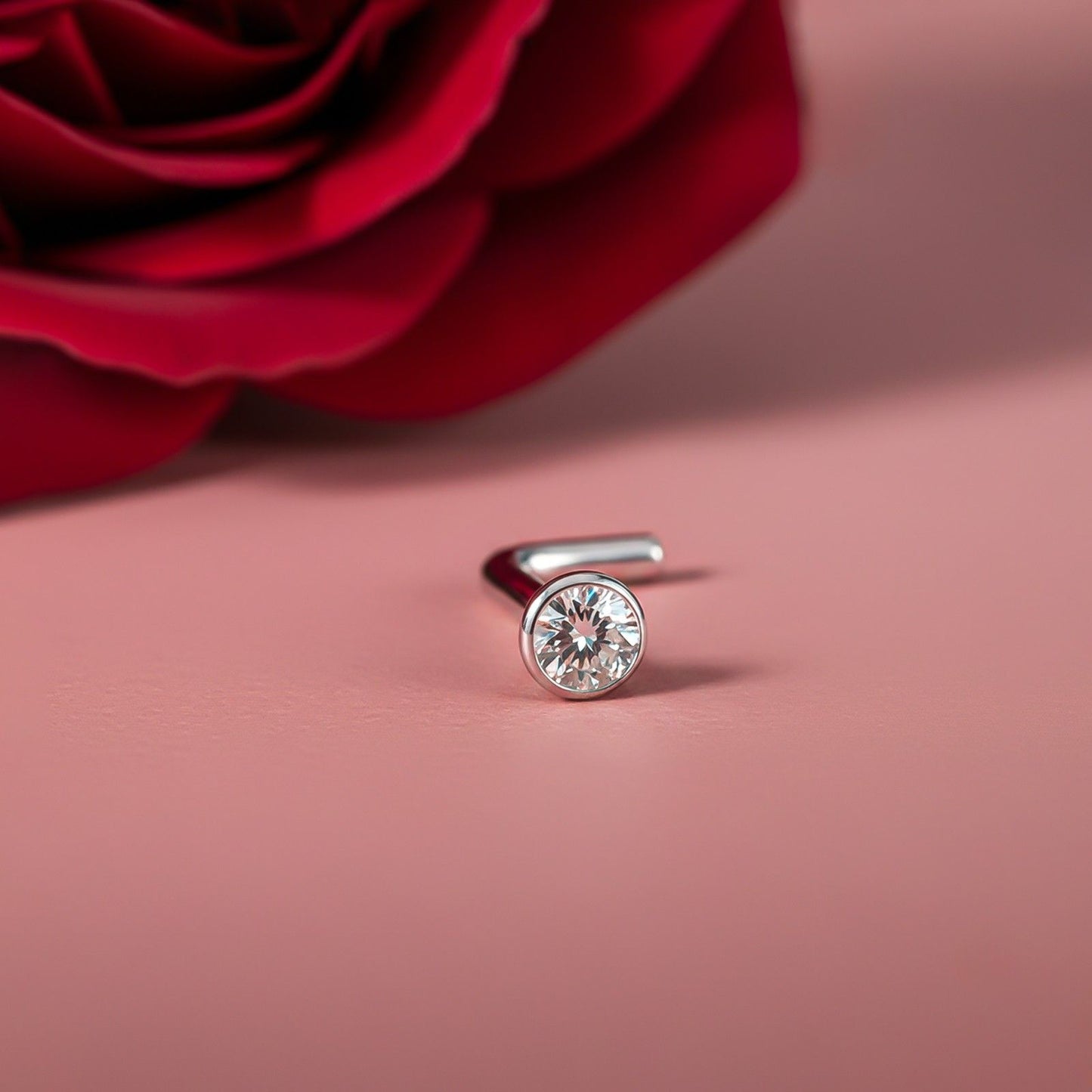 Silver Flush Bezel Nose Ring (pack of 2)