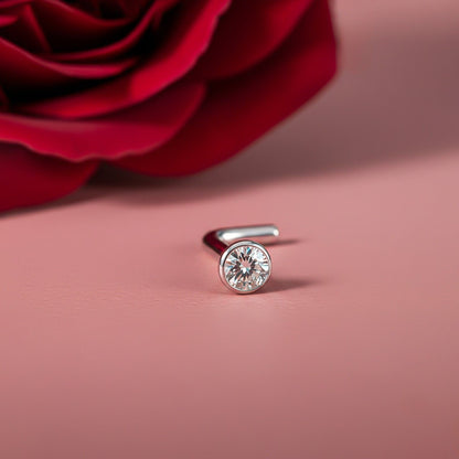 Silver Flush Bezel Nose Ring (pack of 2)