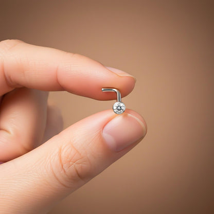 Silver Flush Bezel Nose Ring (pack of 2)