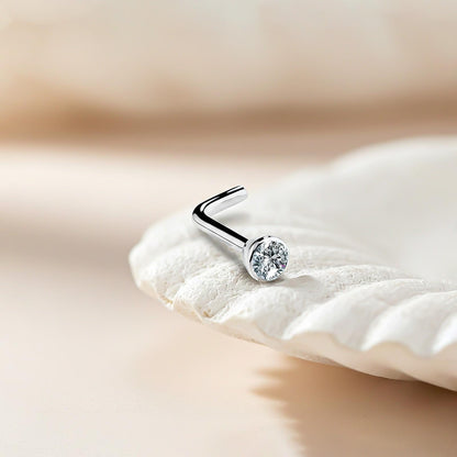 Silver Flush Bezel Nose Ring (pack of 2)