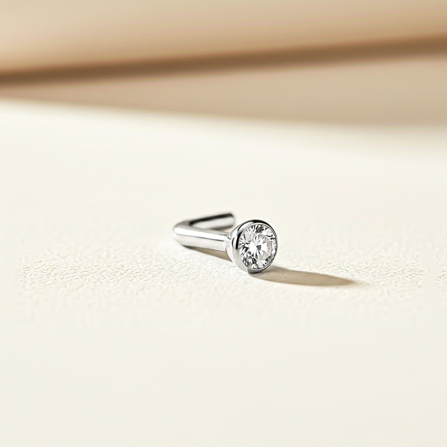 Silver Flush Bezel Nose Ring (pack of 2)