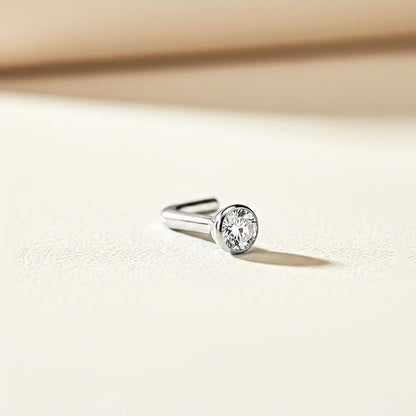 Silver Flush Bezel Nose Ring (pack of 2)