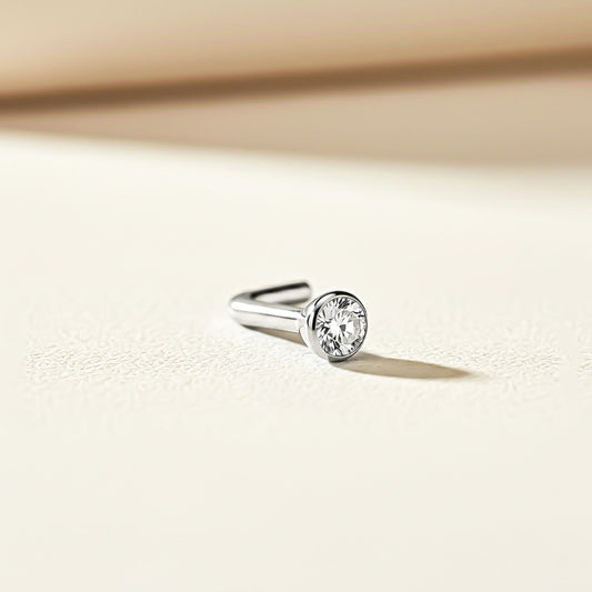 Silver Flush Bezel Nose Ring (pack of 2)