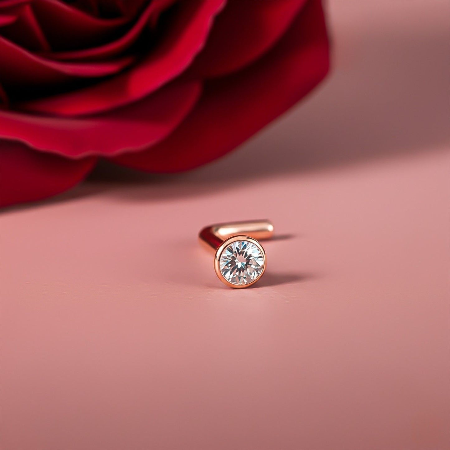 Rose Gold Flush Bezel Nose Ring (pack of 2)