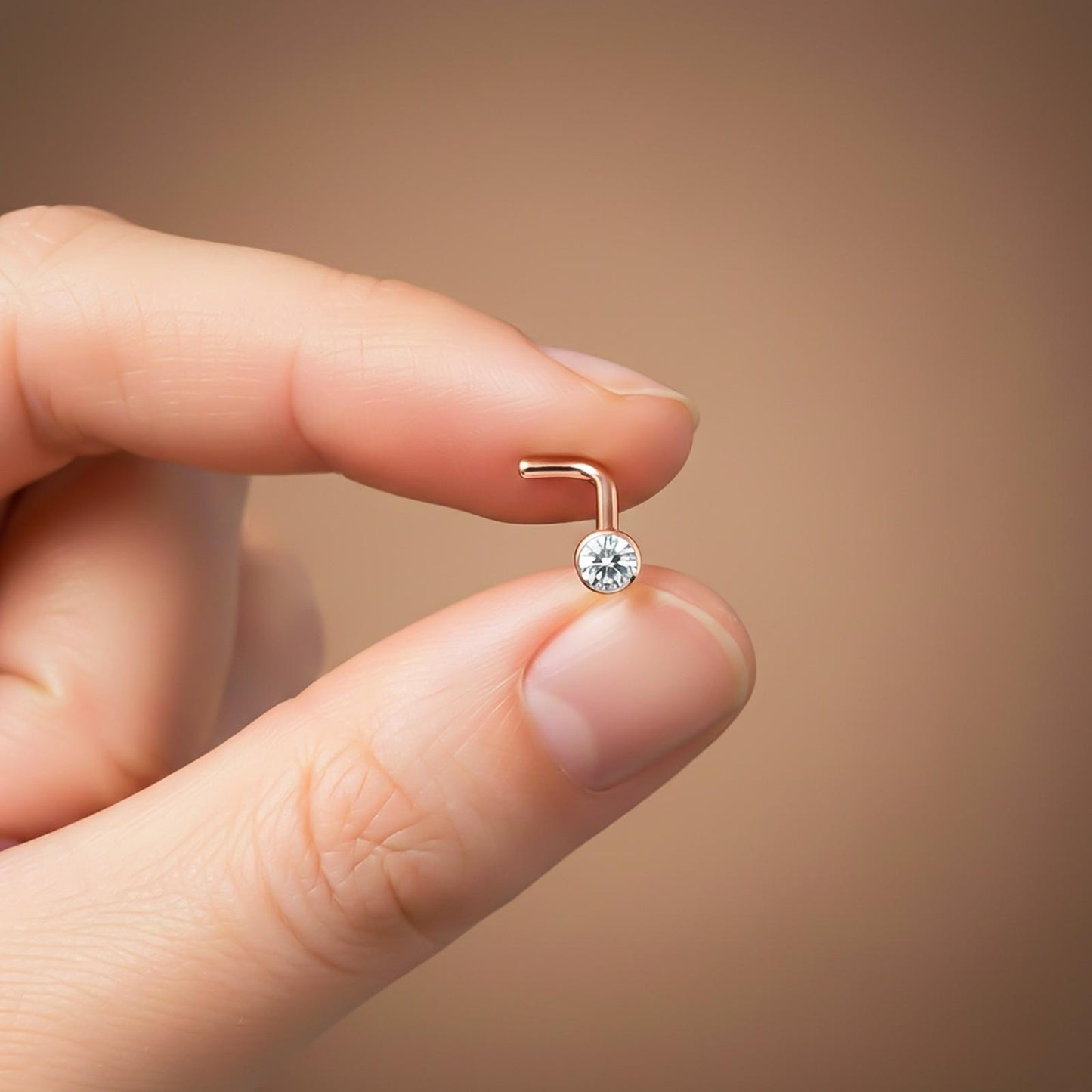 Rose Gold Flush Bezel Nose Ring (pack of 2)