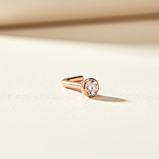 Rose Gold Flush Bezel Nose Ring (pack of 2)