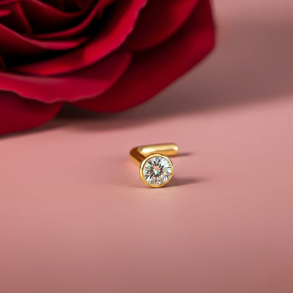 Golden Flush Bezel Nose Ring (pack of 2)