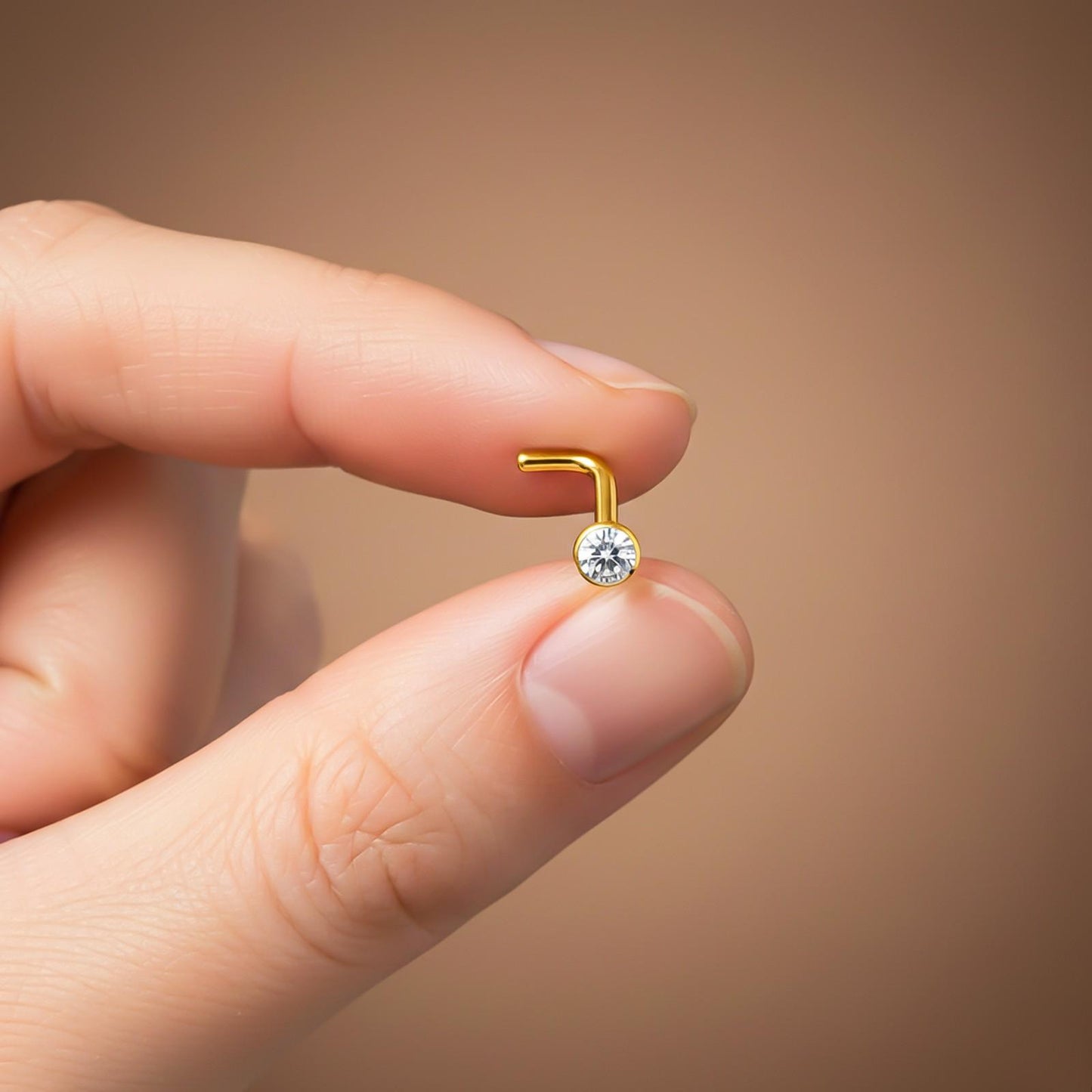 Golden Flush Bezel Nose Ring (pack of 2)