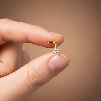 Golden Flush Bezel Nose Ring (pack of 2)