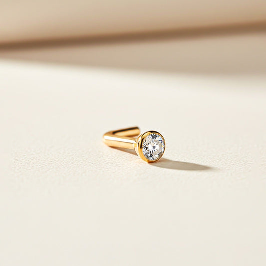 Golden Flush Bezel Nose Ring (pack of 2)