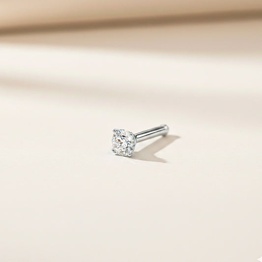 Silver Cubic Zircon Nose Ring For Girls (pack of 2)