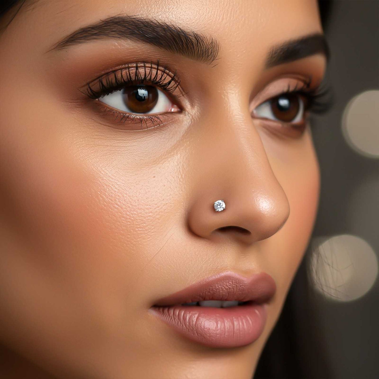 Silver Cubic Zircon Nose Ring For Girls (pack of 2)