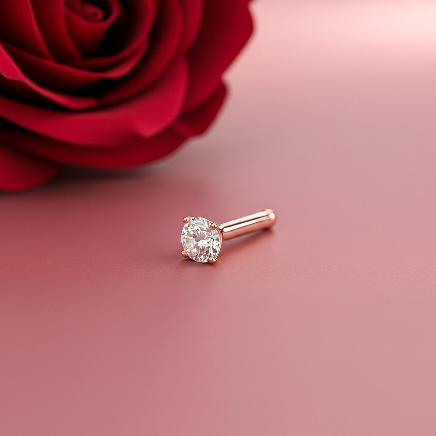 Rose Gold Cubic Zircon Nose Ring (pack of 2)