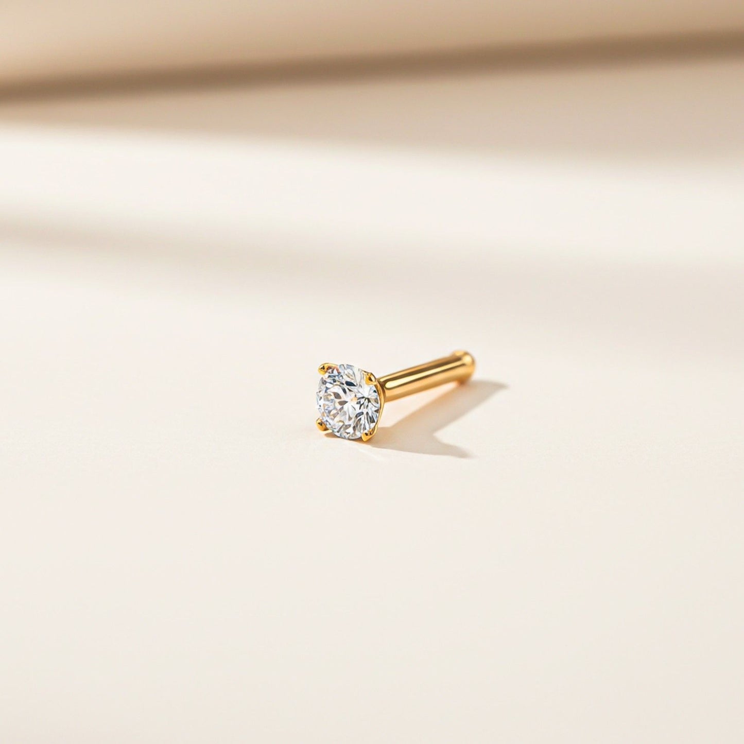 Golden Gold Cubic Zircon Nose Ring (pack of 2)