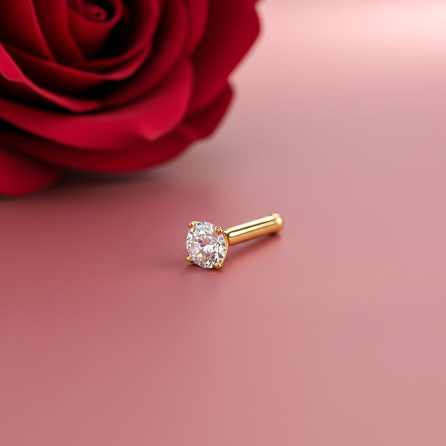 Golden Gold Cubic Zircon Nose Ring (pack of 2)