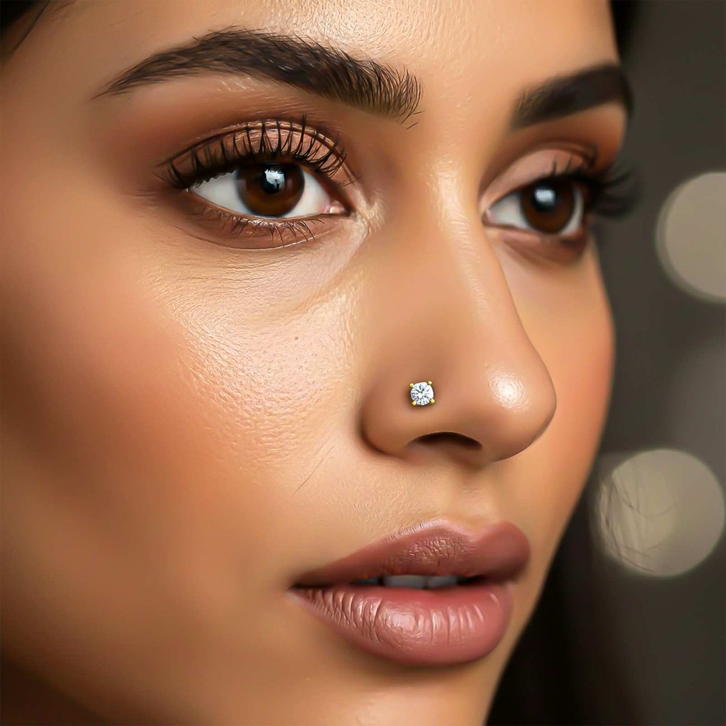 Golden Gold Cubic Zircon Nose Ring (pack of 2)