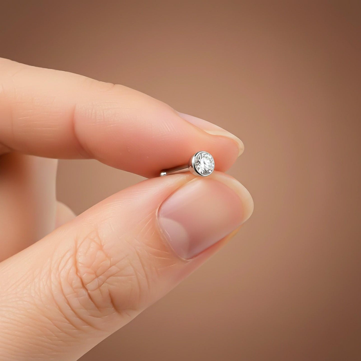 Silver Sterling Bezel Nose Ring (pack of 2)