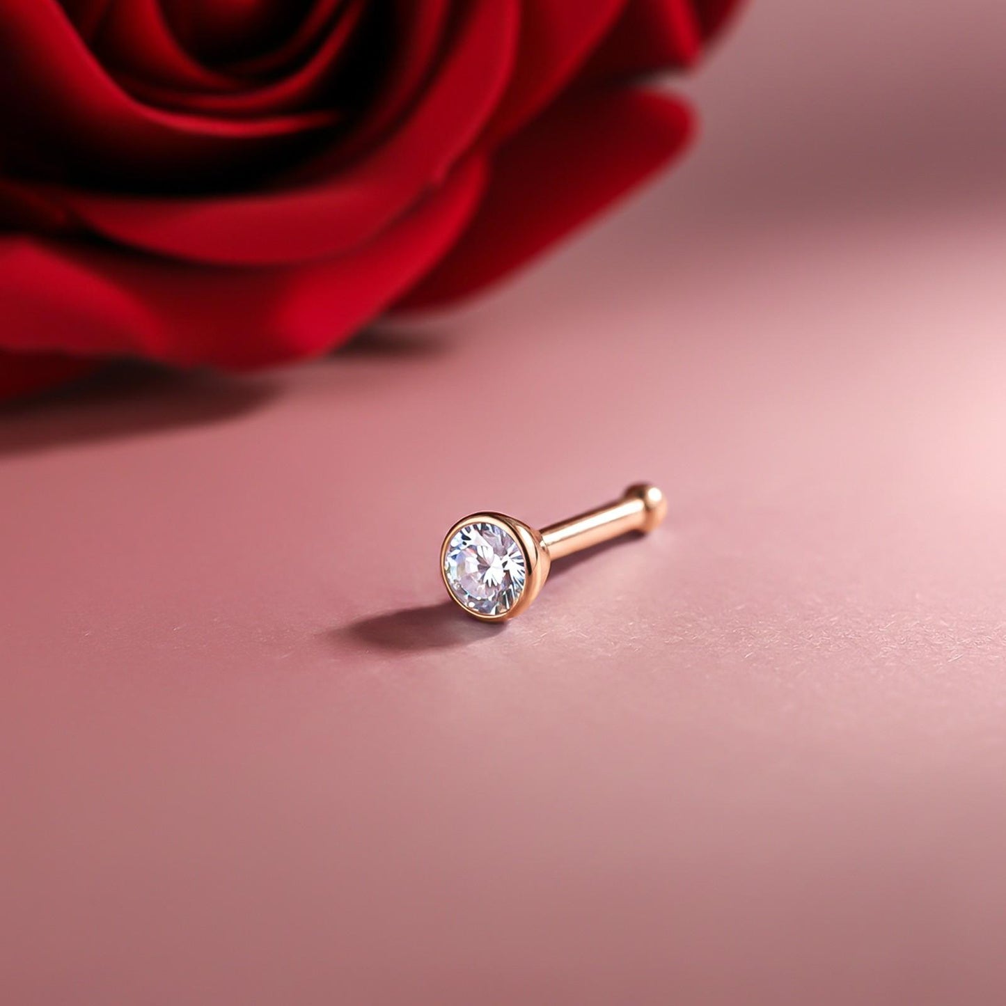 Rose Gold Sterling Bezel Nose Ring (pack of 2)