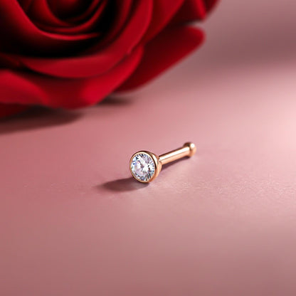 Rose Gold Sterling Bezel Nose Ring (pack of 2)