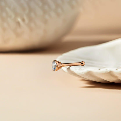 Rose Gold Sterling Bezel Nose Ring (pack of 2)