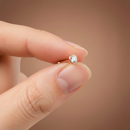 Rose Gold Sterling Bezel Nose Ring (pack of 2)