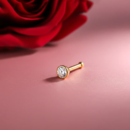 Golden Sterling Bezel Nose Ring (pack of 2)