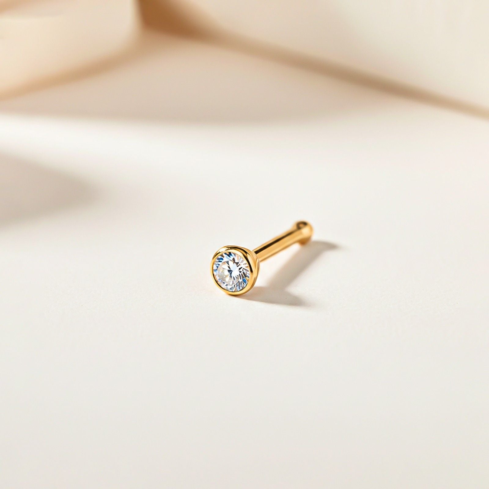 Golden Sterling Bezel Nose Ring (pack of 2)