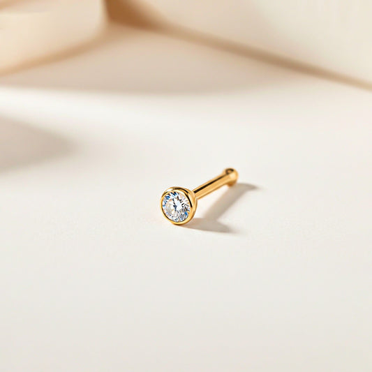 Golden Sterling Bezel Nose Ring (pack of 2)