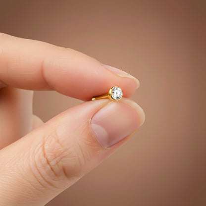 Golden Sterling Bezel Nose Ring (pack of 2)