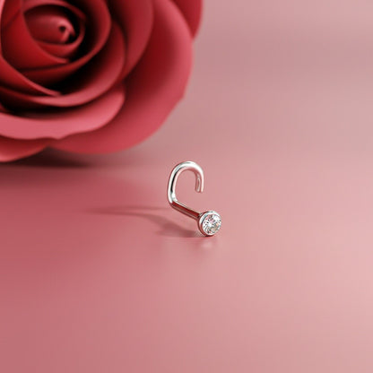 Silver Elegant Flush Bezel Silver Nose Ring (pack of 2)