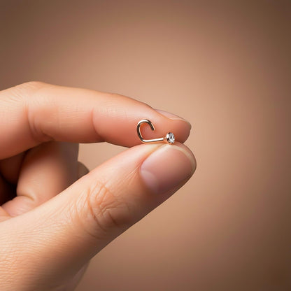Rose Gold Elegant Flush Bezel Nose Ring (pack of 2)