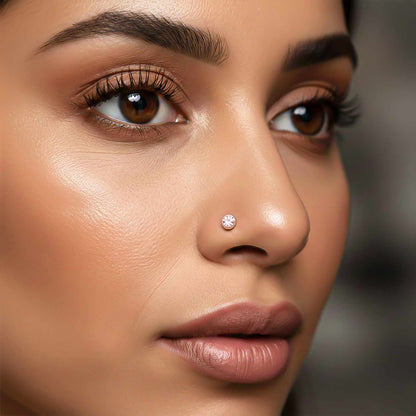 Rose Gold Elegant Flush Bezel Nose Ring (pack of 2)