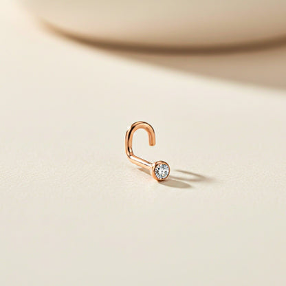 Rose Gold Elegant Flush Bezel Nose Ring (pack of 2)