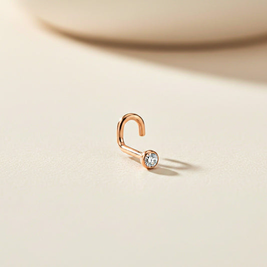 Rose Gold Elegant Flush Bezel Nose Ring (pack of 2)