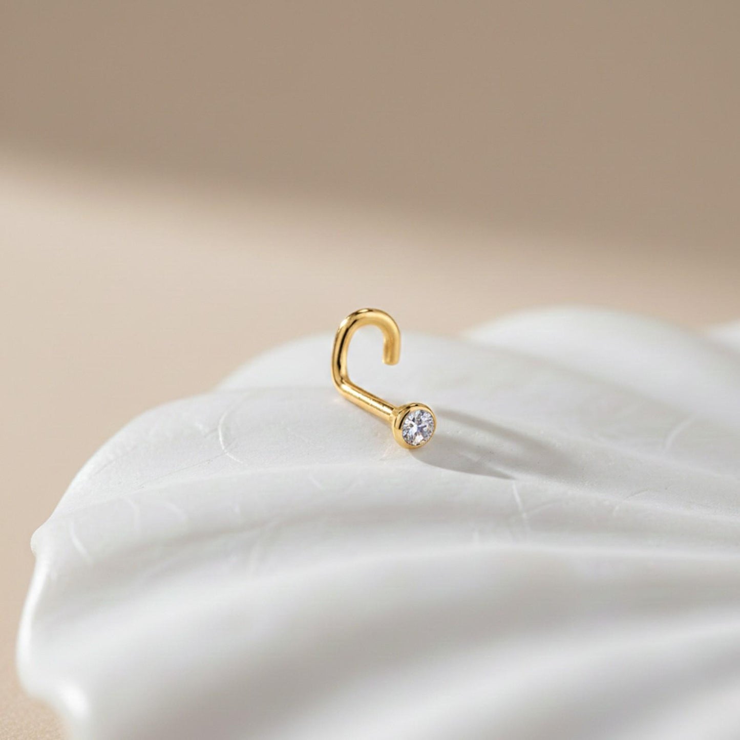 Golden Elegant Flush Bezel Gold Nose Ring (pack of 2)
