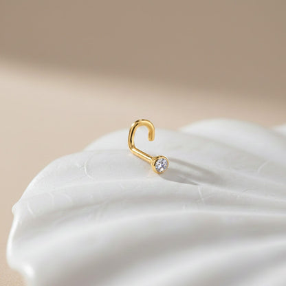Golden Elegant Flush Bezel Gold Nose Ring (pack of 2)