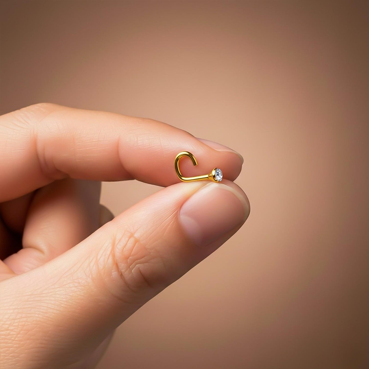 Golden Elegant Flush Bezel Gold Nose Ring (pack of 2)