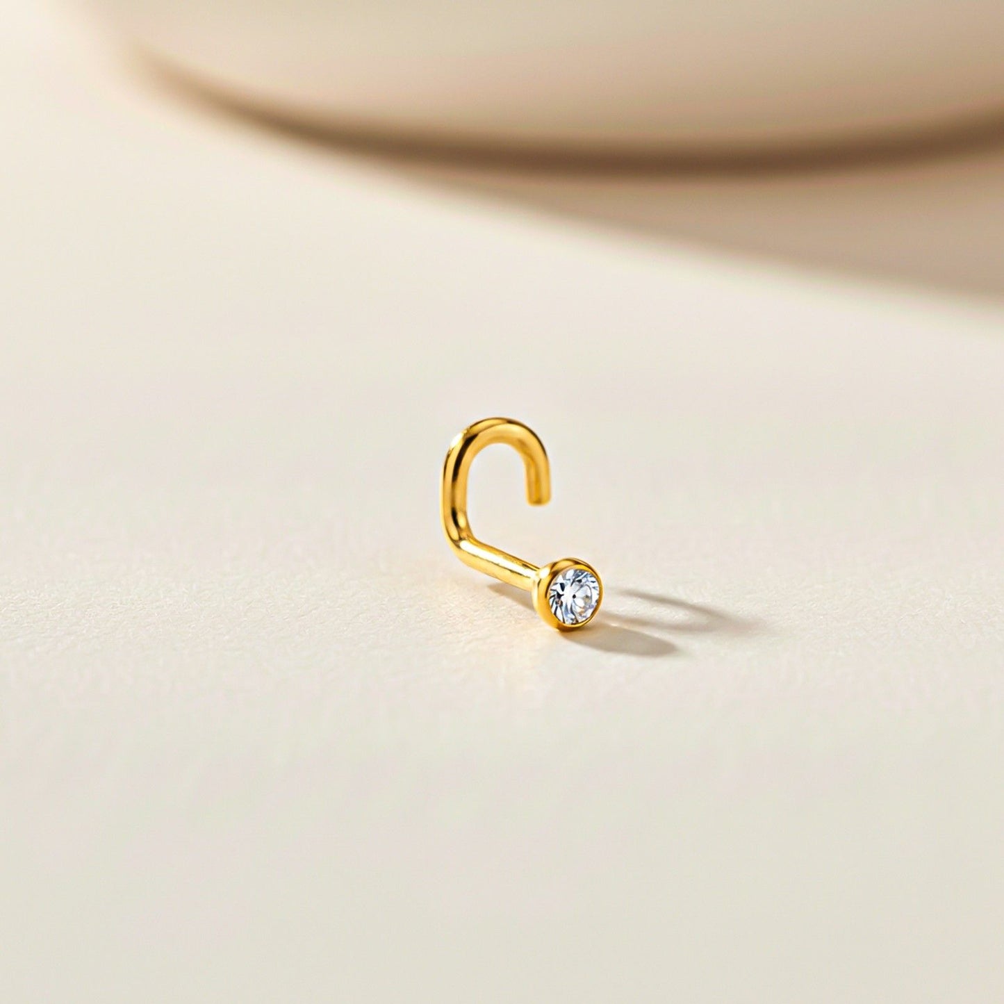 Golden Elegant Flush Bezel Gold Nose Ring (pack of 2)