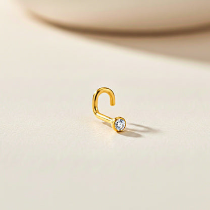 Golden Elegant Flush Bezel Gold Nose Ring (pack of 2)